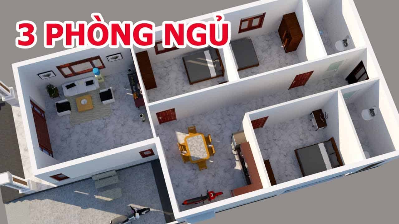 Gợi Ý Mẫu Nhà Cấp 4 Nông Thôn 3 Phòng Ngủ Đơn Giản Đẹp | Kiến Trúc Nhà Việt